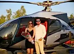 Çiçek Buketi Eşliğinde Helikopterde Evlilik Teklifi Organizasyonu